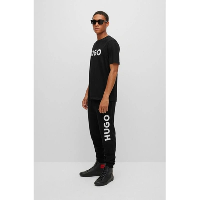 Hugo Boss Drawstring Tracksuit Bottoms In French Terry With Large Logo In Black