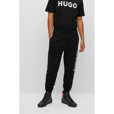 Hugo Boss Drawstring Tracksuit Bottoms In French Terry With Large Logo In Black