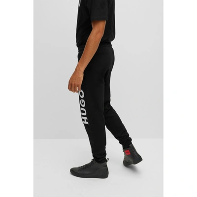 Hugo Boss Drawstring Tracksuit Bottoms In French Terry With Large Logo In Black