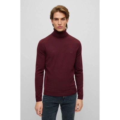 Shop Hugo Boss Regular-fit Rollneck Sweater In Extra-fine Merino Wool In Pink