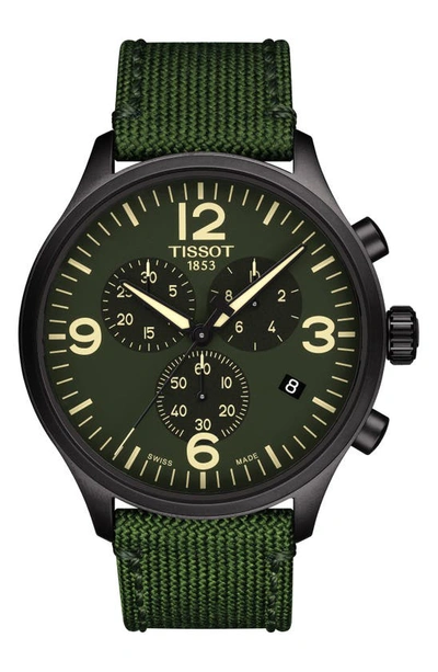 Shop Tissot T-sport Xl Chonograph Nylon Strap Watch, 45mm In Green/ Black