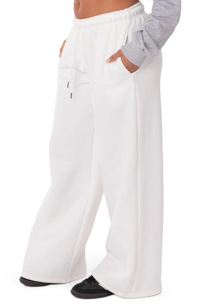 Edikted Kamari Low Rise Wide Leg Sweatpants In White
