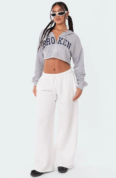 Edikted Kamari Low Rise Wide Leg Sweatpants In White