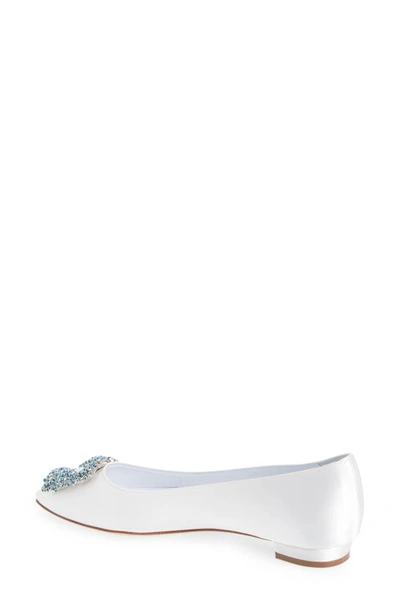 Manolo Blahnik Hangisi Crystal-embellished Leather Ballet Flats In Cream