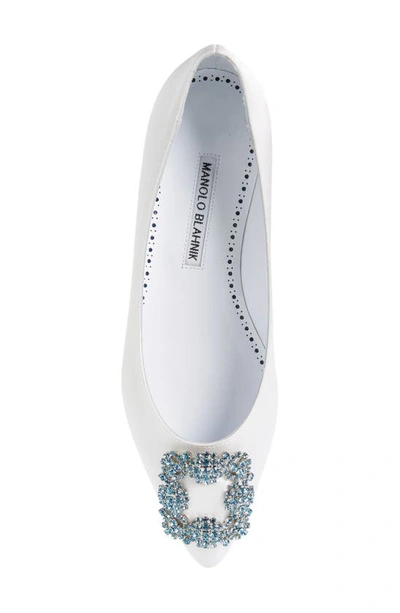 Manolo Blahnik Hangisi Crystal-embellished Leather Ballet Flats In Cream