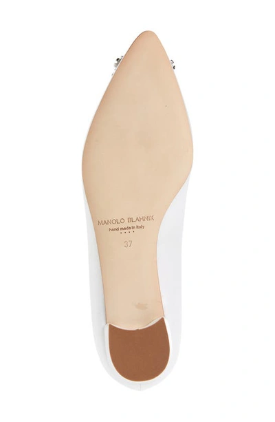 Manolo Blahnik Hangisi Crystal-embellished Leather Ballet Flats In Cream