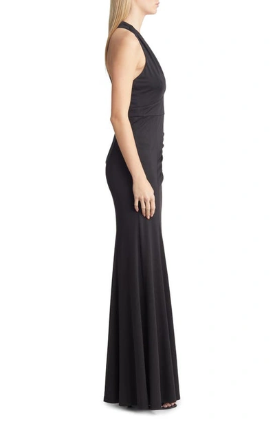 Shop Lulus Tenth Avenue Ruched Halter Neck Gown In Black