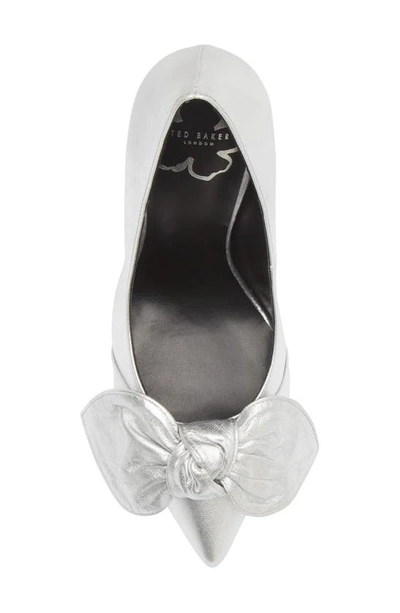 Shop Ted Baker London Ryal Metallic Bow Court Pump In Silver