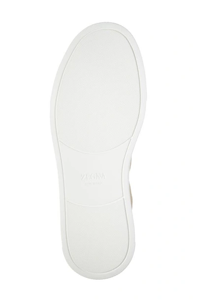 Zegna Man Cappuccino Suede Triple Stitch Slip Ons In Multi