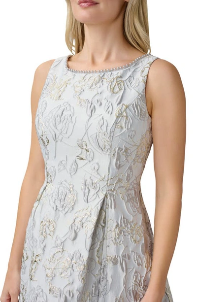 Shop Adrianna Papell Imitation Pearl Jacquard Fit & Flare Dress In Silver