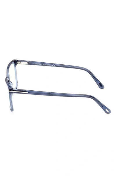 Tom Ford 54mm Square Blue Light Blocking Glasses In Shiny Blue