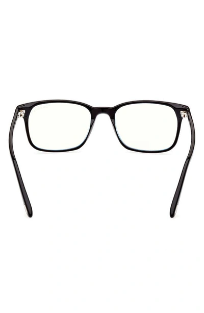 Shop Tom Ford 55mm Rectangular Blue Light Blocking Glasses In Shiny Black