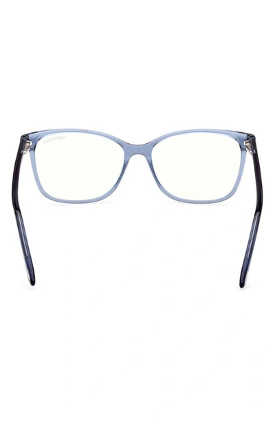 Tom Ford 54mm Square Blue Light Blocking Glasses In Shiny Blue