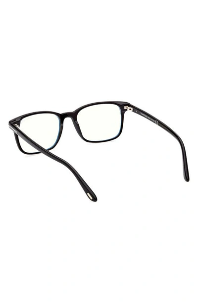 Tom Ford 53mm Square Blue Light Blocking Optical Glasses In Shiny Black