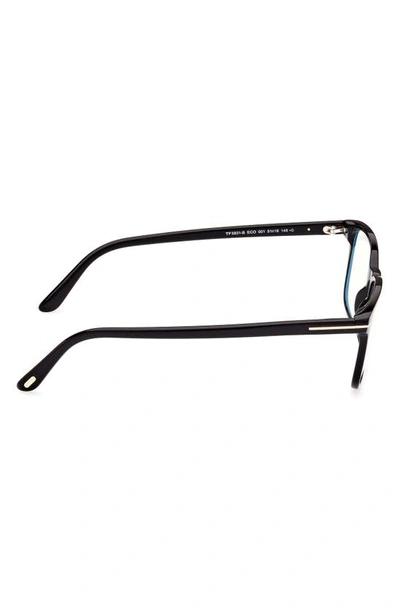 Tom Ford 53mm Square Blue Light Blocking Optical Glasses In Shiny Black