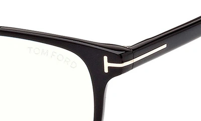 Shop Tom Ford 55mm Rectangular Blue Light Blocking Glasses In Shiny Black