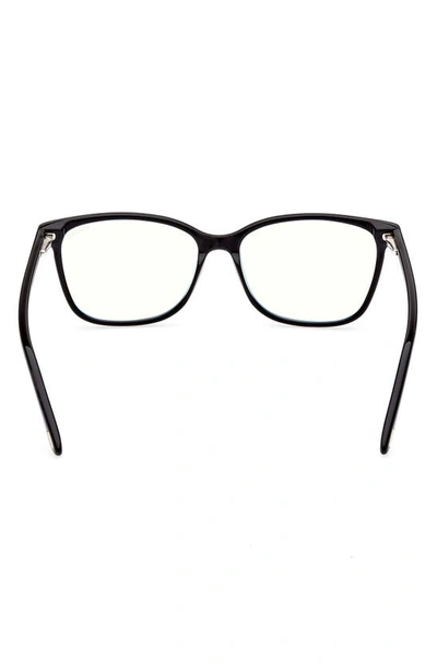 Shop Tom Ford 56mm Rectangular Blue Light Blocking Glasses In Shiny Black