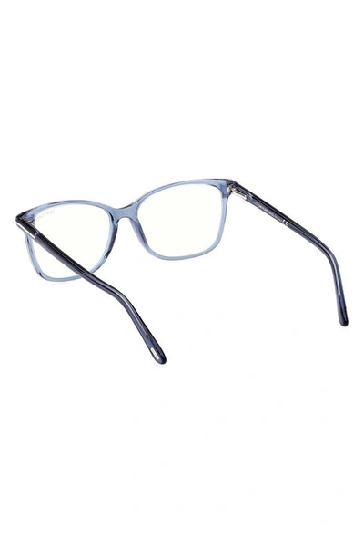 Shop Tom Ford 56mm Rectangular Blue Light Blocking Glasses In Shiny Blue