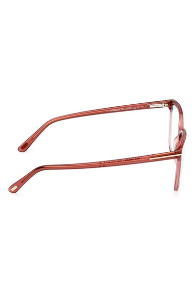 Tom Ford 56mm Rectangular Blue Light Blocking Glasses In Pink / Other