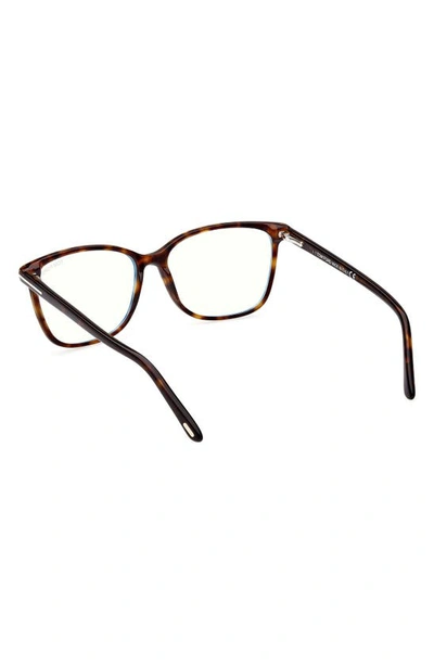 Tom Ford 56mm Rectangular Blue Light Blocking Glasses In Dark Havana