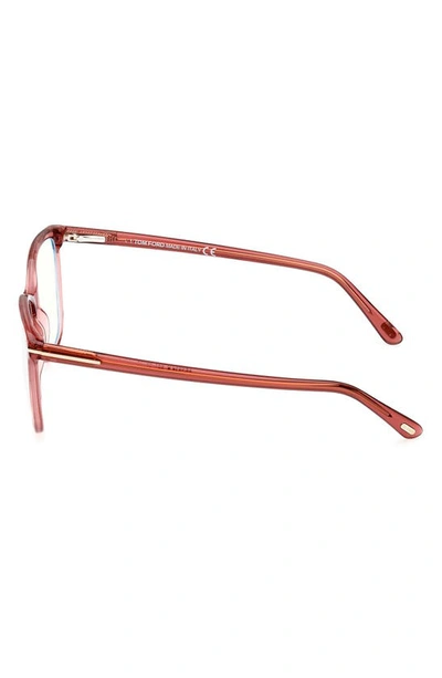 Tom Ford 56mm Rectangular Blue Light Blocking Glasses In Pink / Other