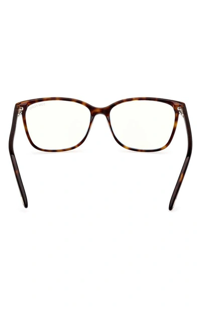 Tom Ford 56mm Rectangular Blue Light Blocking Glasses In Dark Havana