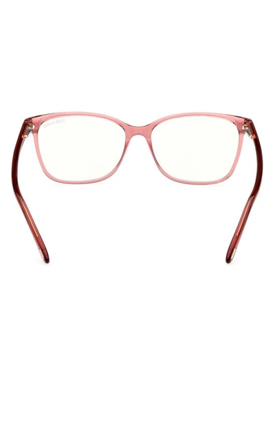 Tom Ford 56mm Rectangular Blue Light Blocking Glasses In Pink / Other