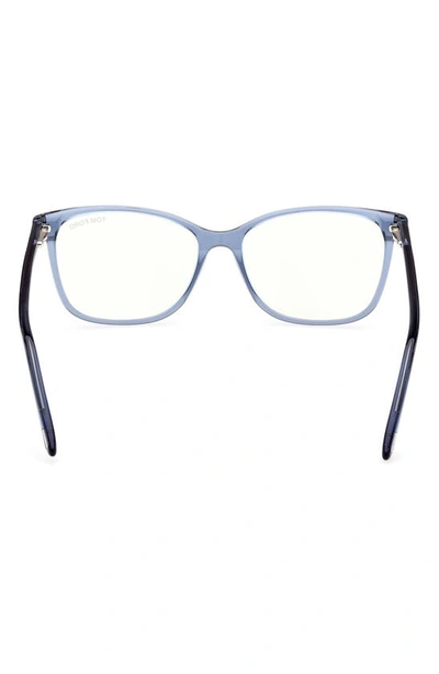 Shop Tom Ford 56mm Rectangular Blue Light Blocking Glasses In Shiny Blue
