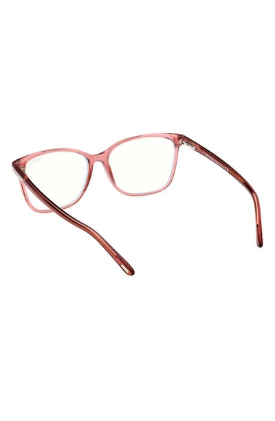 Tom Ford 56mm Rectangular Blue Light Blocking Glasses In Pink / Other
