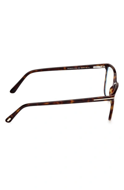 Tom Ford 56mm Rectangular Blue Light Blocking Glasses In Dark Havana