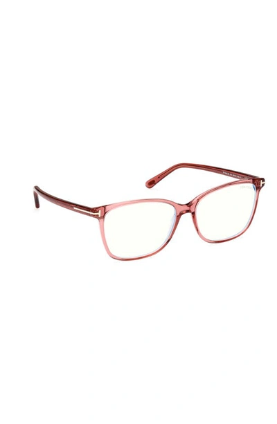 Shop Tom Ford 56mm Rectangular Blue Light Blocking Glasses In Pink / Other