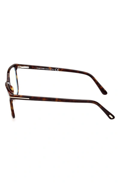 Tom Ford 56mm Rectangular Blue Light Blocking Glasses In Dark Havana