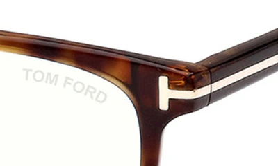 Tom Ford 56mm Rectangular Blue Light Blocking Glasses In Dark Havana