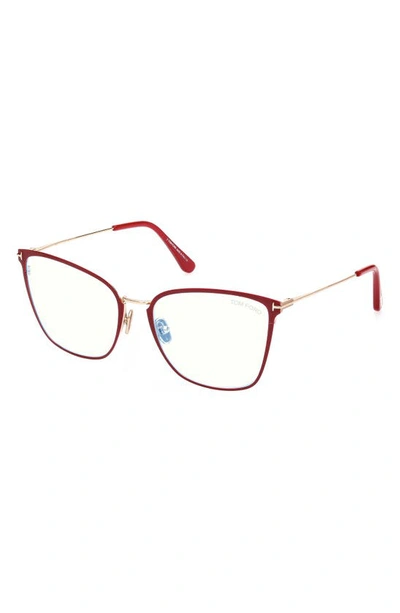 Tom Ford 56mm Butterfly Blue Light Blocking Glasses In Shiny Fucia