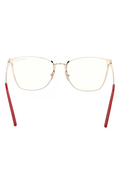 Tom Ford 56mm Butterfly Blue Light Blocking Glasses In Shiny Fucia