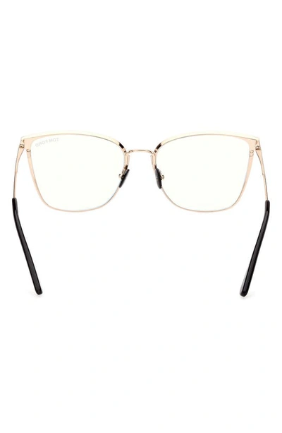 Shop Tom Ford 56mm Butterfly Blue Light Blocking Glasses In Shiny Black