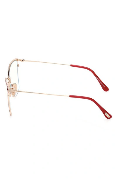 Tom Ford 56mm Butterfly Blue Light Blocking Glasses In Shiny Fucia