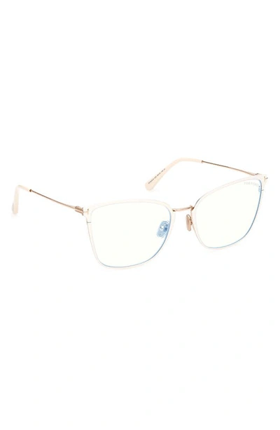 Shop Tom Ford 56mm Butterfly Blue Light Blocking Glasses In Ivory