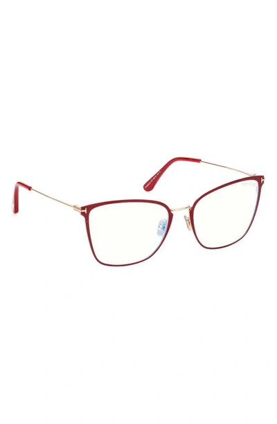 Tom Ford 56mm Butterfly Blue Light Blocking Glasses In Shiny Fucia