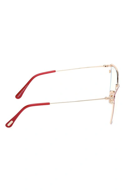 Tom Ford 56mm Butterfly Blue Light Blocking Glasses In Shiny Fucia