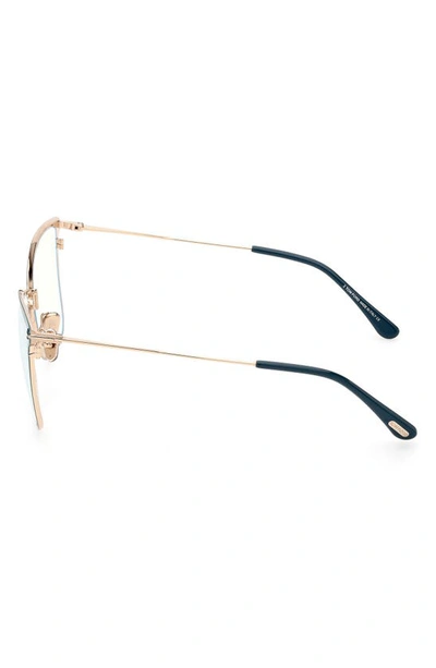 Tom Ford 56mm Butterfly Blue Light Blocking Glasses In Shiny Turquoise