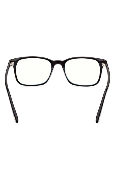 Shop Tom Ford 53mm Rectangular Blue Light Blocking Glasses In Shiny Black