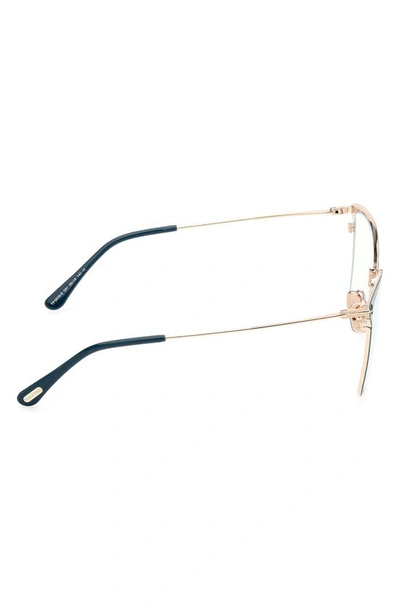 Tom Ford 56mm Butterfly Blue Light Blocking Glasses In Shiny Turquoise