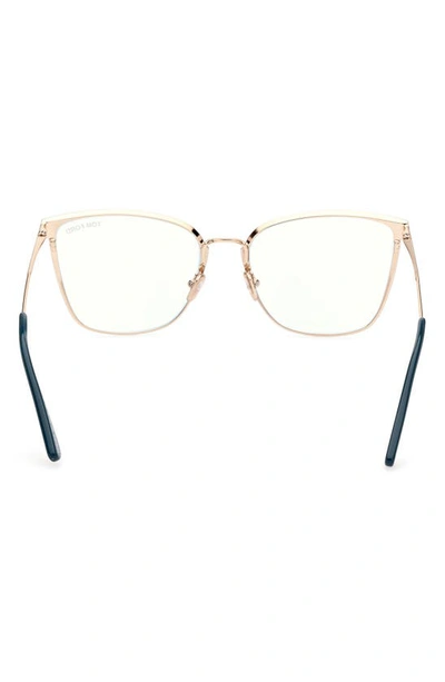 Shop Tom Ford 56mm Butterfly Blue Light Blocking Glasses In Shiny Turquoise