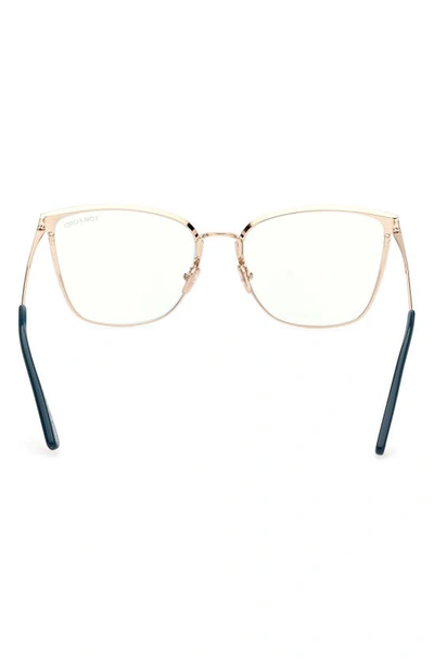 Tom Ford 56mm Butterfly Blue Light Blocking Glasses In Shiny Turquoise
