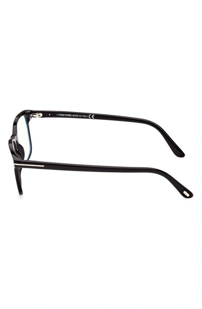 Shop Tom Ford 53mm Rectangular Blue Light Blocking Glasses In Shiny Black