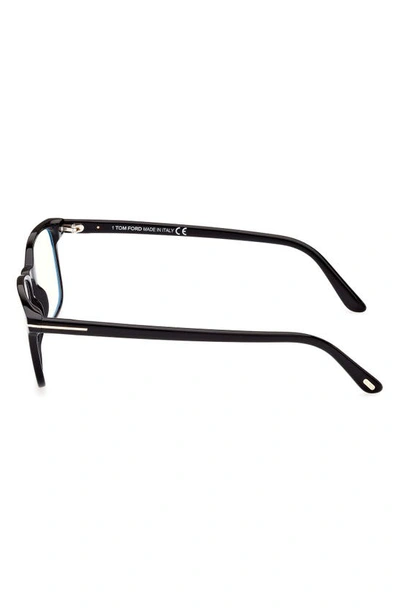 Tom Ford 53mm Square Blue Light Blocking Optical Glasses In Shiny Black