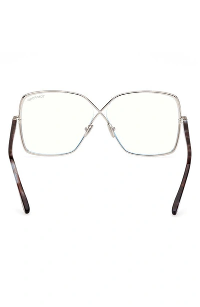 Shop Tom Ford 59mm Butterfly Blue Light Blocking Glasses In Shiny Palladium