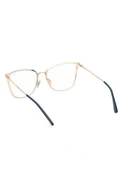 Shop Tom Ford 56mm Butterfly Blue Light Blocking Glasses In Shiny Turquoise