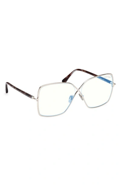 Shop Tom Ford 59mm Butterfly Blue Light Blocking Glasses In Shiny Palladium